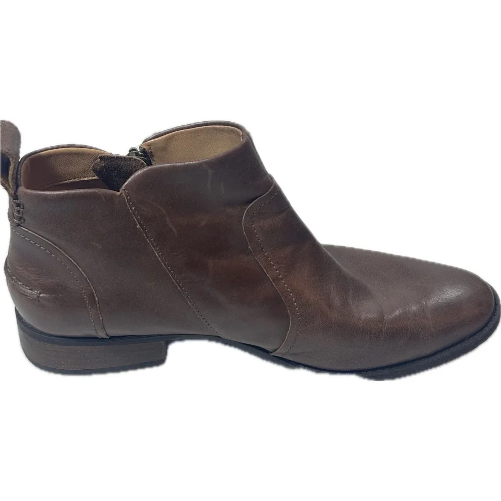 UGG Aureo 1098314 Women's 10 Brown Leather Side Zip Ankle Boots Booties